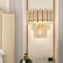 GobekUsa Contemporary Crystal Wall Sconce - Gold Finish, Tiered Design, 3 Bulbs