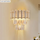 GobekUsa Contemporary Crystal Wall Sconce - Gold Finish, Tiered Design, 3 Bulbs