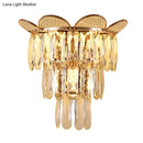 GobekUsa Contemporary Crystal Wall Sconce - Gold Finish, Tiered Design, 3 Bulbs