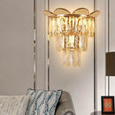 GobekUsa Contemporary Crystal Wall Sconce - Gold Finish, Tiered Design, 3 Bulbs