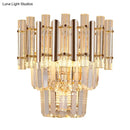 GobekUsa Contemporary Crystal Wall Sconce - Gold Finish, Tiered Design, 3 Bulbs