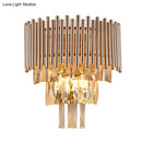 GobekUsa Contemporary Crystal Wall Sconce - Gold Finish, Tiered Design, 3 Bulbs