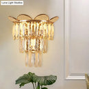 GobekUsa Contemporary Crystal Wall Sconce - Gold Finish, Tiered Design, 3 Bulbs