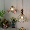 GobekUsa Butterfly Tiffany Glass Pendant Lamp Modern Nordic LED Hanging Light