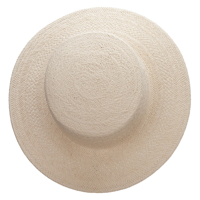 Women's Woven Paper Boater Flat Top Hat