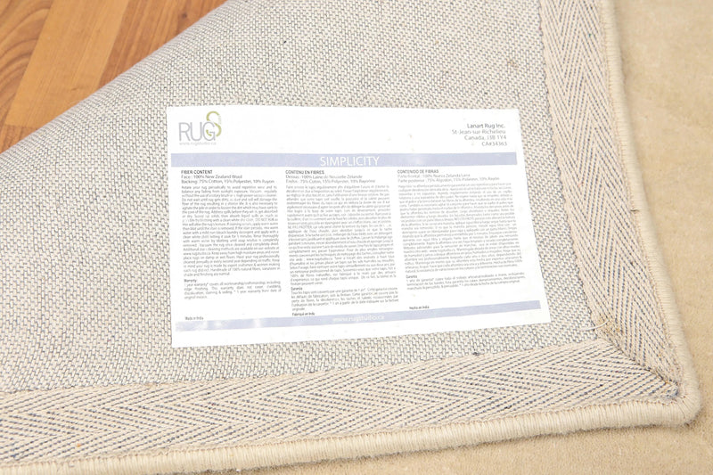 5' x 8' Designer Embossed Diamond Pattern 100% Wool Area Rug Beige