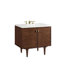 James Martin Amberly 36" Dual Mount Single Bathroom Vanity, Mid-Century Walnut