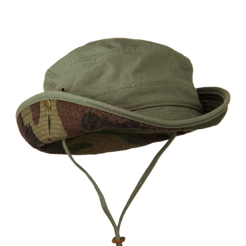 Big Size Camouflaged Brim Cotton Washed Bucket Hat