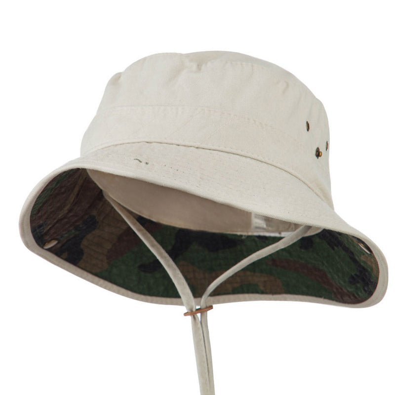 Big Size Camouflaged Brim Cotton Washed Bucket Hat