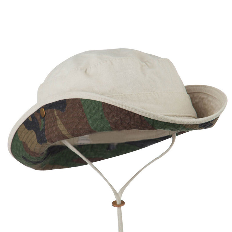 Big Size Camouflaged Brim Cotton Washed Bucket Hat