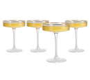 Ribbed Coupe Cocktail Glasses With Gold Rim 8 oz | Set of 4