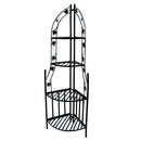 4-Tier Steel Corner Shelf Black Plant Stand