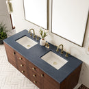 James Martin Amberly 60" Dual Mount Double Bathroom Vanity, Mid-Century Walnut