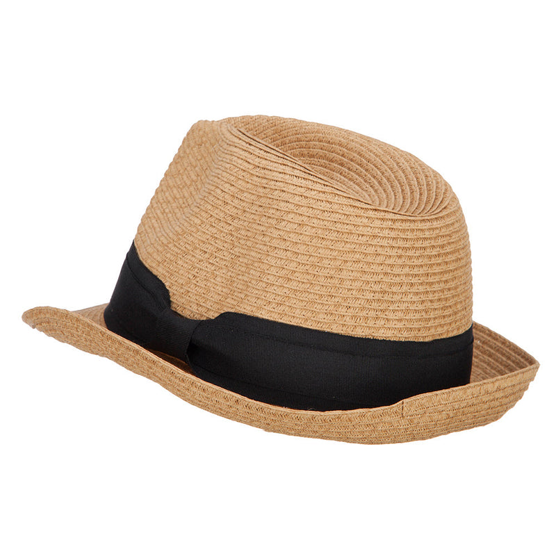 Boy's Paper Braid Wide Ribbon Fedora