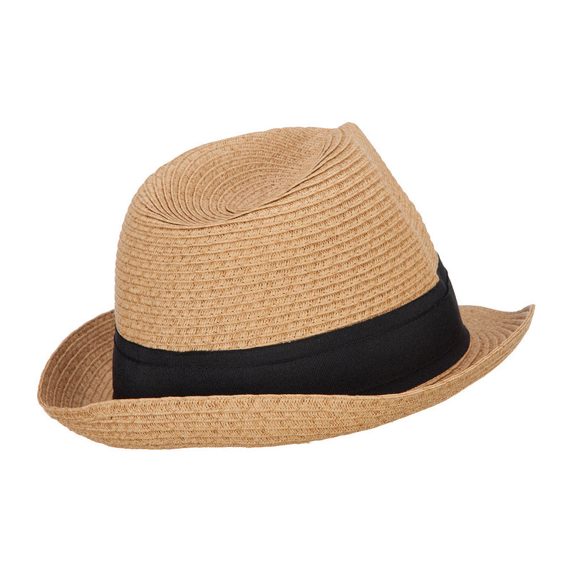 Boy's Paper Braid Wide Ribbon Fedora