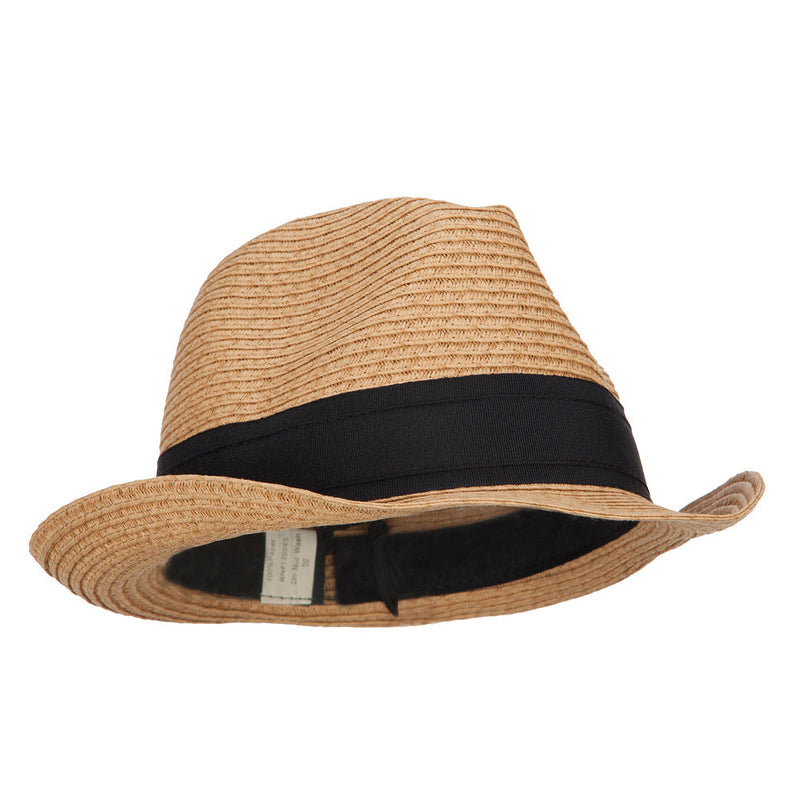 Boy's Paper Braid Wide Ribbon Fedora