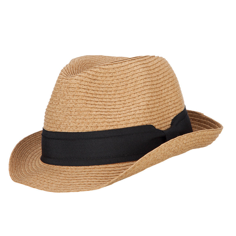 Boy's Paper Braid Wide Ribbon Fedora