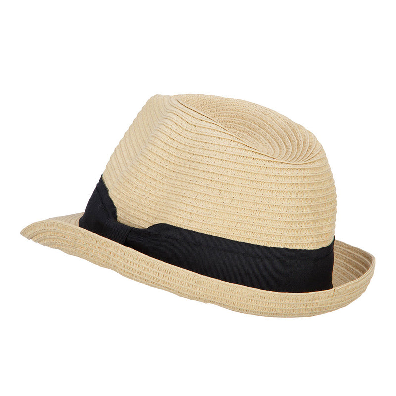 Boy's Paper Braid Wide Ribbon Fedora