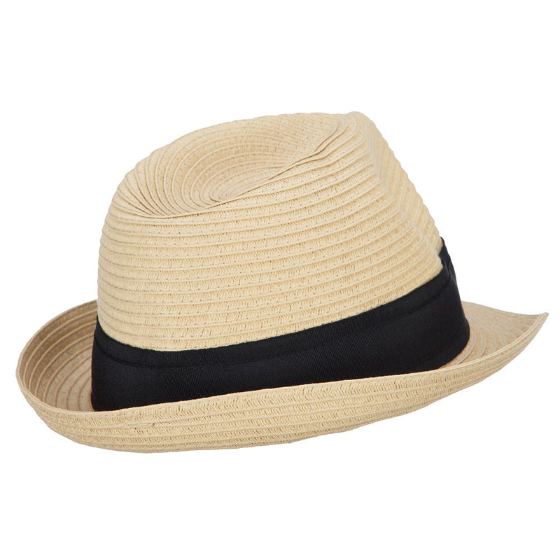 Boy's Paper Braid Wide Ribbon Fedora