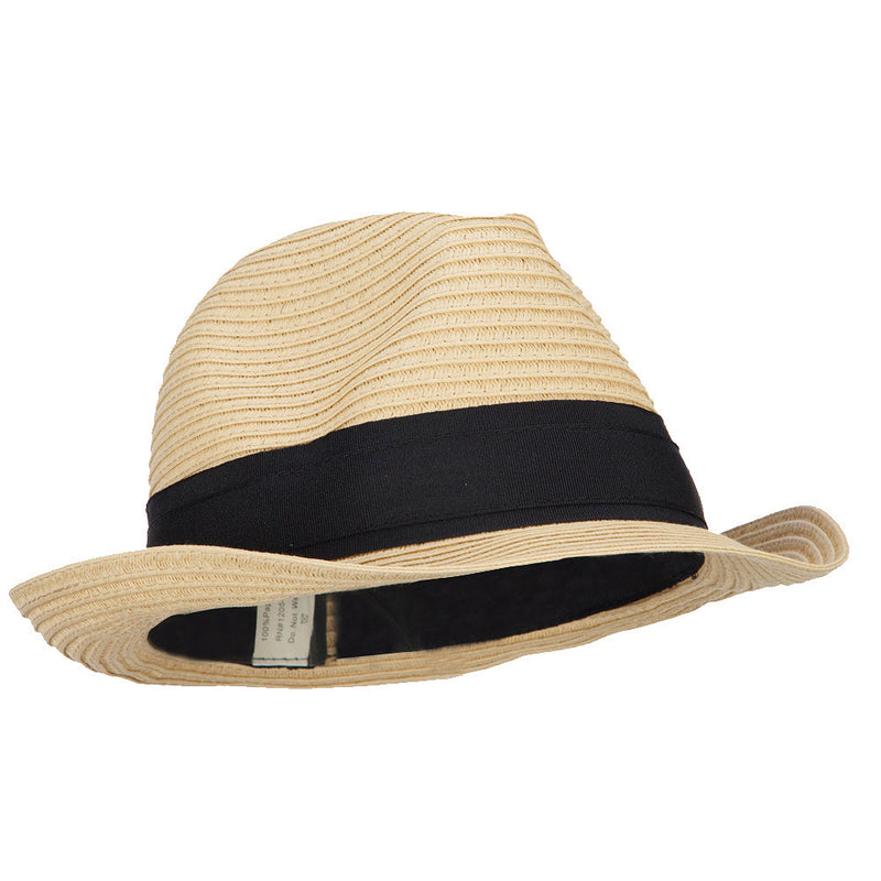 Boy's Paper Braid Wide Ribbon Fedora