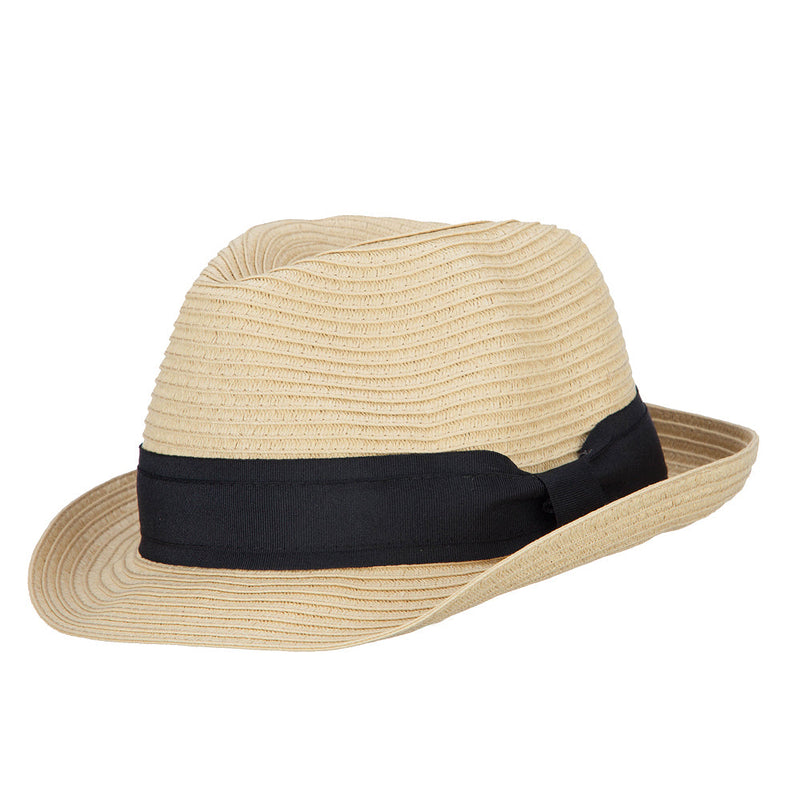 Boy's Paper Braid Wide Ribbon Fedora
