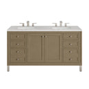 James Martin Chicago 60" Double Bathroom Vanity, Walnut Whisper