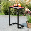 C-shaped Waterproof Outdoor Side End Table with Ceramic Top by LJGDeals