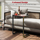 C-shaped Waterproof Outdoor Side End Table with Ceramic Top by LJGDeals