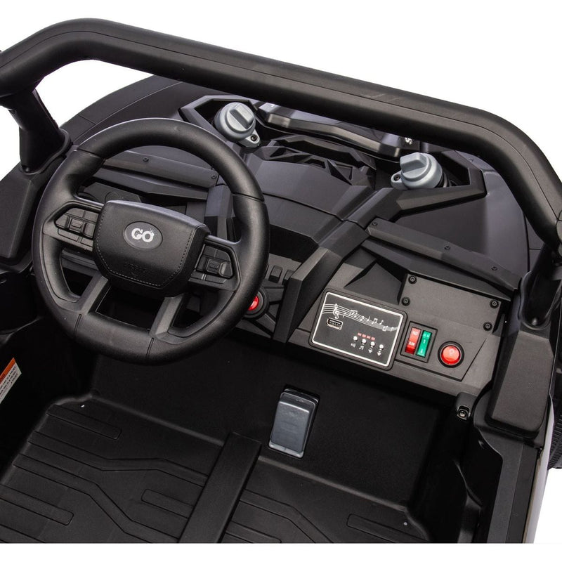 24V Two-Seater Kids Ride On UTV W/Parents Remote Control,Four-Wheel Suspension,Slow Start,Large wheel design,Anti-collision bar,Storage space,Music,USB,Bluetooth,Volume control,LED lights for Kids 3+.