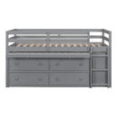 Loft Bed With Retractable Writing Desk And 4 Drawers, With Lateral Portable Desk And Shelves by HouseOfZazla