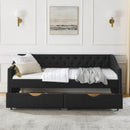 Upholstered Tufted Daybed With 2 Drawers, Waved Arms by Unique Piece Furniture