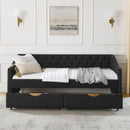 Upholstered Tufted Daybed With 2 Drawers, Waved Arms by HouseOfZazla