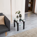 2-Piece Clear Tempered Glass Small Table, End Table for Living Room, Sofa Table