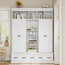 U-Can 78.7''H Hall Tree with Bench and 5 Storage Cubbies, Modern Entryway Storage Organizer Cabinet with 4 Doors, 5 Drawers and Adjustable Shelves for Hallway, Entryway, Living Room