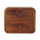 Solid Wood Floating Mini Nightstand, 2-Drawers, Chestnut