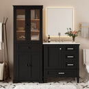 Bathroom Vanity & Tall Storage Cabinet Set With Doors, Adjustable Shelves, Soft Close Hinges, Sink by HouseOfZazla