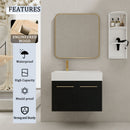 Modern Wall Mounted Bathroom Vanity With Resin Sink and Storage Rack
