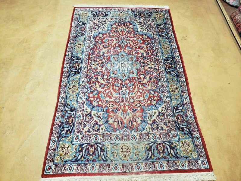 3' 5" X 5' 8" Vintage Handmade Turkish Wool Rug Carpet Vegetable Dyes Nice Red