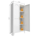 2 Shapely Doors Cabinet Metal Storage Cabinet With Doors And Adjustable Shelves For Bedroom Living Room - White by HouseOfZazla