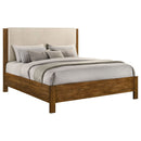 Adderley Eastern King Wood Panel Bed Cream and Warm Brown
