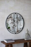 Theodor - Mirror With Industrial Design Round Mirror With Metal Frame For Wall Decor & Entryway Console Lean Against Wall - Black by HouseOfZazla