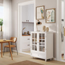 Minimalist Buffet Cabinet With Double Glass Doors And Drawer by HouseOfZazla