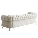 89''W Chesterfield Modern Tufted Velvet Living Room Sofa with Two Seat Cushions and Two Toss Pillows,Beige
