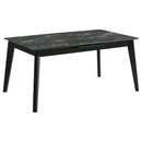 Bellingham - Dining Table With Self Storing Extension Leaf - Black Marble-Look Sintered Stone by HouseOfZazla