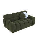 64.96 length, 35.83" deepth, human body structure for USA people, marshmallow sofa,boucle sofa, 2 seater, olive green BOUCLE