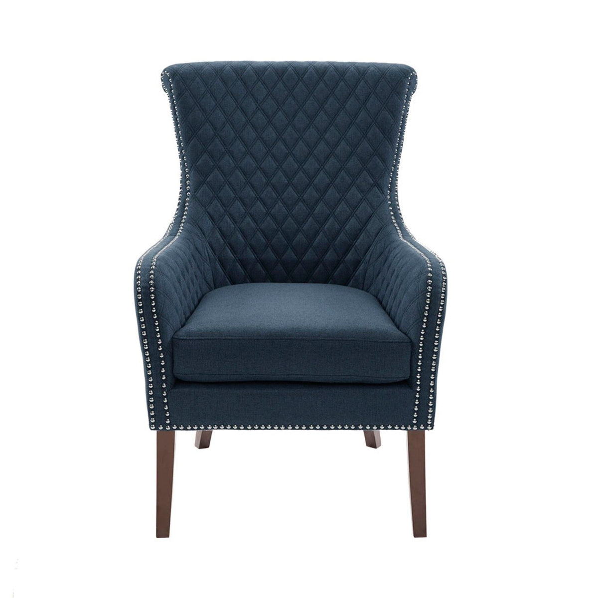 Accent Chair With Quilted Back And Silver Studs - Dark Blue, photo 6 of 7
