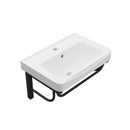 Wall Mounted Rectangular Bathroom Sink With 304 Stainless Steel Towel Bar & Overflow - White by Unique Piece Furniture
