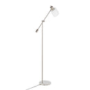 Marcel Contemporary/Glam Floor Lamp in White Marble and Nickel Metal