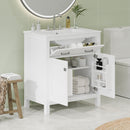 Bathroom Vanity With Ceramic Sink, Modern Single Bathroom Cabinet With 2 Doors And A Shelf, Soft Close Doors by Unique Piece Furniture