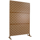 Freestanding Decorative Privacy Screen For Deck Balcony Patio, Metal Privacy - Brown by HouseOfZazla